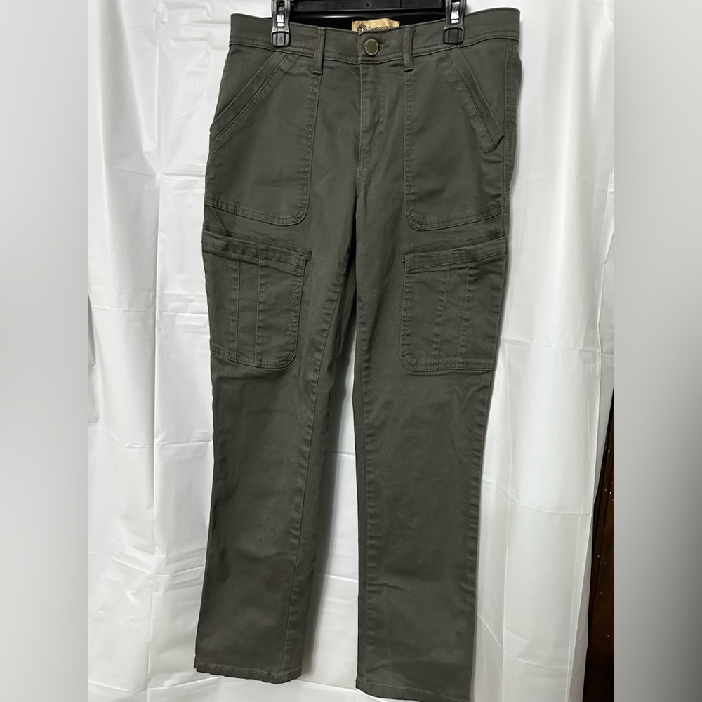 Democracy Pants Women's 4 Gray/Green "Ab" Technology Cargo Pockets Stretch